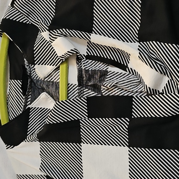 Chic Soul Oversized XL 1x Checkered Colorado Livin 3/4 Sleeve Blouse V Neck - Picture 6 of 10